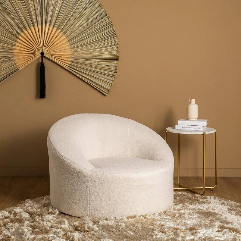 Fauteuil Design En Bouclette Ivoire 4 Fauteuil Design En Bouclette Ivoire – Image 2