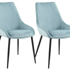 2 Chaises En Velours Bleu - JAZZY