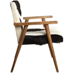 Fauteuil Teck Avec Peau De Chèvre Noire -WOOOD Soldes 219348efa63f4f35b006b8b3bba036b6