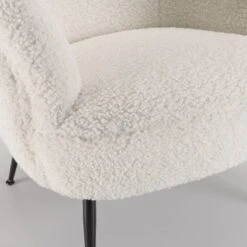 Fauteuil Cosy Tissu Bouclette Blanc -WOOOD Soldes 242aa74f1efe479aa3ed472c2440242e