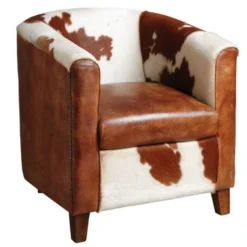 Fauteuil Club En Cuir Et Peau De Vache
