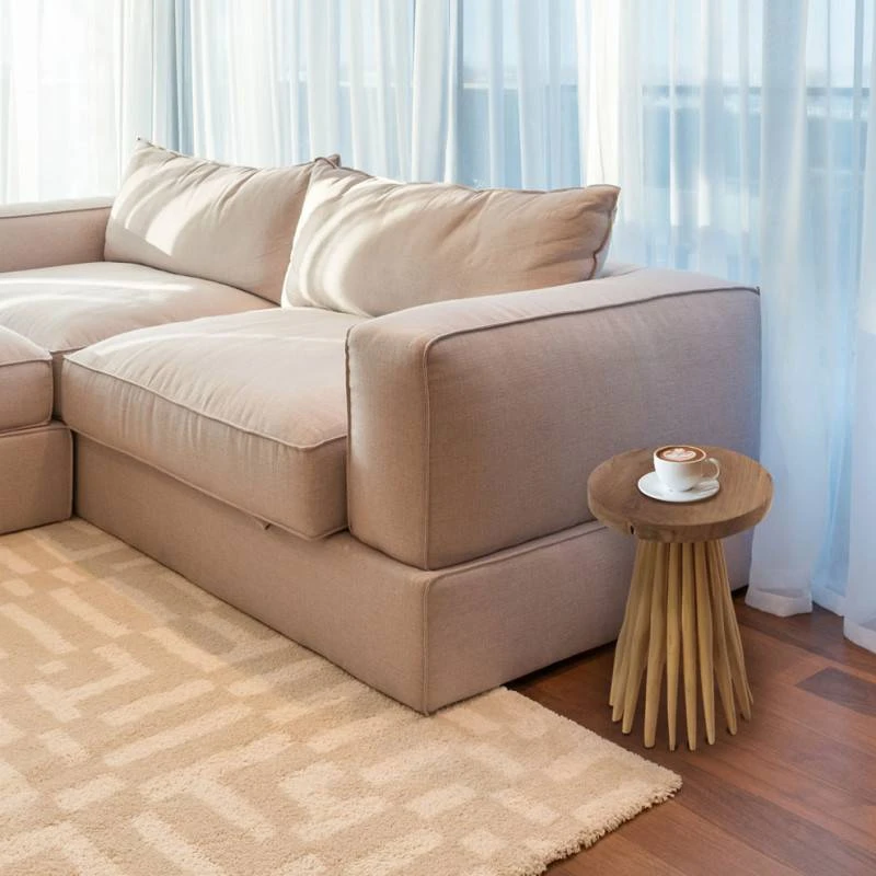 Bout Canapé Plateau Rond Piètement Teck 4 Bout Canapé Plateau Rond Piètement Teck – Image 2