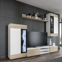 FURNIX Ensemble Meubles TINNA Avec LED -WOOOD Soldes 398251fb51fc4447b1e9fb7f6f5adf98 1