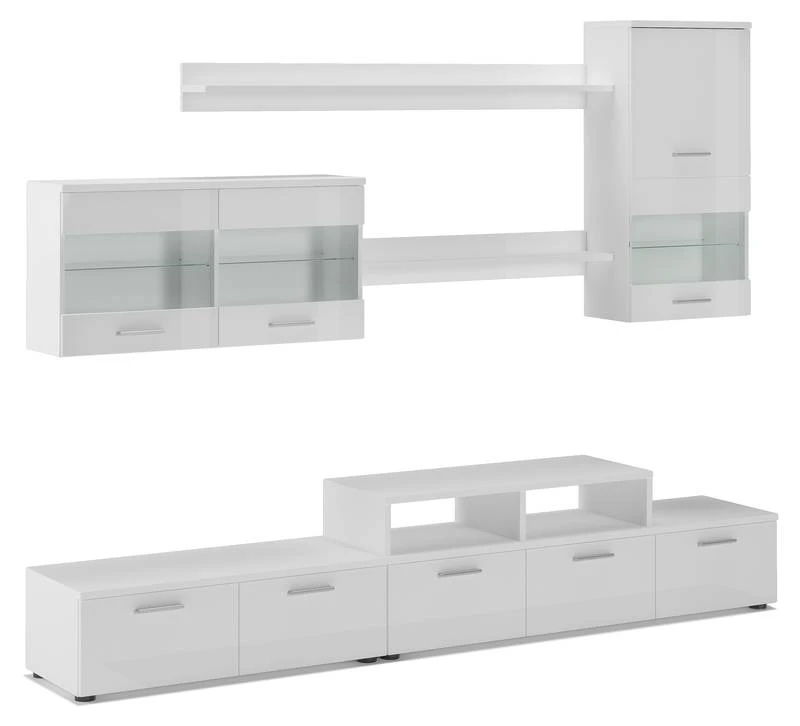 Meuble Salon Ilumin.LED Blanc/Noir Laqué 7 Meuble Salon Ilumin.LED Blanc/Noir Laqué – Image 5