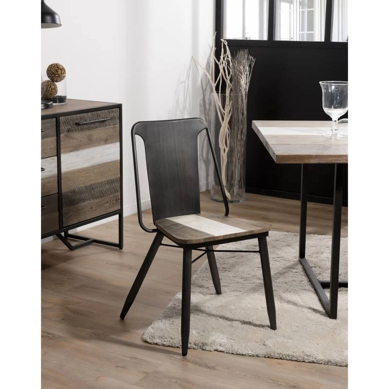Lot De 2 Chaises En Acacia Et Acier Noir 4 Lot De 2 Chaises En Acacia Et Acier Noir – Image 2