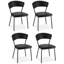 Chaises Capitonnées Preben Noir Lot De 4