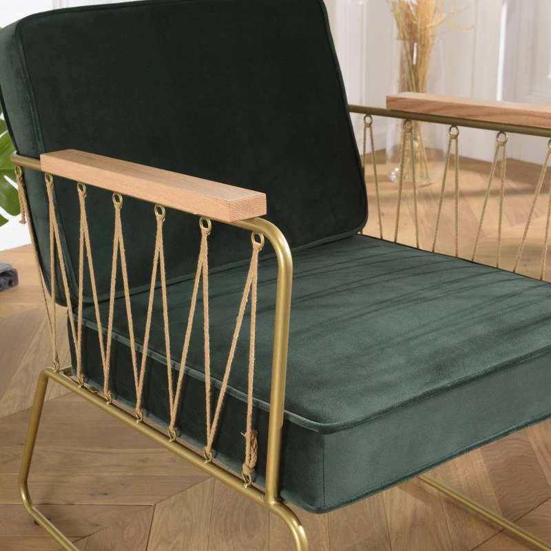 Fauteuil Velours Vert Foncé 7 Fauteuil Velours Vert Foncé – Image 5