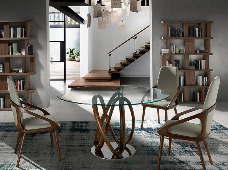 Table à Manger En Verre Trempé Et Bois 4 Table à Manger En Verre Trempé Et Bois – Image 2