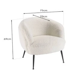 Fauteuil Cosy Tissu Bouclette Blanc -WOOOD Soldes 6255f0657fee4e80850af1aa9efa98d3