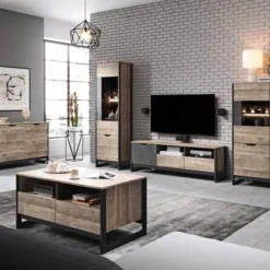 Armoire Vitrine ARDEN B LED -WOOOD Soldes 6f70fef543e04de4a6a16162f335648b