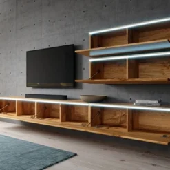 FURNIX Ensemble Meubles Bargo V Avec LED 11 FURNIX Ensemble Meubles Bargo V Avec LED -WOOOD Soldes 71db177368d54db893d1958a5a6e0c8c