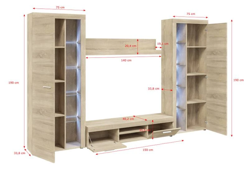 FURNIX Ensemble Meubles Rivay XL + LED 7 FURNIX Ensemble Meubles Rivay XL + LED – Image 5