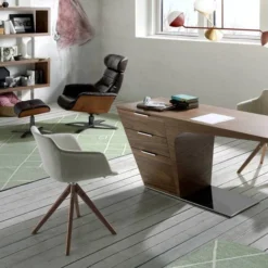 Chaise Pivotante En Tissu Et Bois Noyer -WOOOD Soldes 8f59371384764bddae6ae5262d7f2f1e