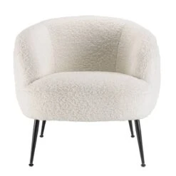 Fauteuil Cosy Tissu Bouclette Blanc -WOOOD Soldes 9097bbbbf62649eba79567f67db3105c