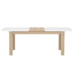 Table 160/206 Cm Plateau Blanc Et Bois -WOOOD Soldes a0255e2802914d9cbb330fb9814df4ee