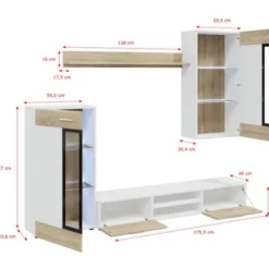 FURNIX Ensemble Meubles TINNA Sans LED -WOOOD Soldes b04b2ef1d6df45dbb42d16bd19d6a4dc
