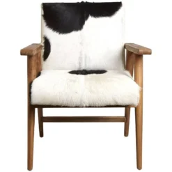 Fauteuil Teck Avec Peau De Chèvre Noire -WOOOD Soldes b691049b35e044cc835cc1293996b6d6