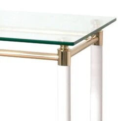 Table D'appoint Moselle III -WOOOD Soldes beistelltisch moselle iii stahl massivholz vergoldet hochglanz weiss 1427653