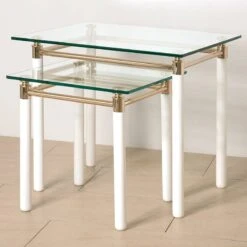 Table D'appoint Moselle III -WOOOD Soldes beistelltisch moselle iii stahl massivholz vergoldet hochglanz weiss 1427659