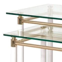 Table D'appoint Moselle III -WOOOD Soldes beistelltisch moselle iii stahl massivholz vergoldet hochglanz weiss 1427662