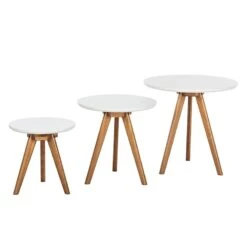 Tables Gigognes Past (lot De 3) -WOOOD Soldes beistelltische past 3er set weiss lackiert 359581