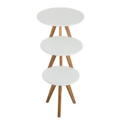 Tables Gigognes Past (lot De 3) -WOOOD Soldes beistelltische past 3er set weiss lackiert 359586