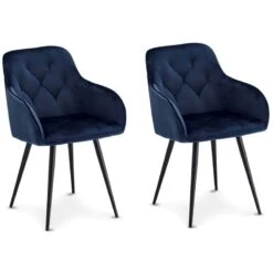 Chaises à Accoudoirs Nadja Bleu Lot De 2