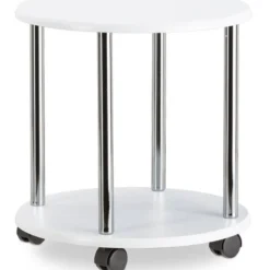 Table D’appoint Blanche 2 Niveaux