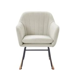 Fauteuil ELSA Tissu Gris Rocking Chair -WOOOD Soldes ddeac357a64f43f5946655e5a32c2cde