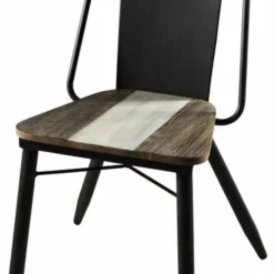 Lot De 2 Chaises En Acacia Et Acier Noir