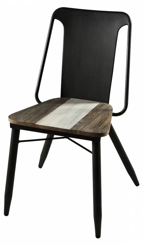 Lot De 2 Chaises En Acacia Et Acier Noir 3 Lot De 2 Chaises En Acacia Et Acier Noir