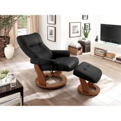Fauteuil De Relaxation Westerwald 11 Fauteuil De Relaxation Westerwald -WOOOD Soldes echtleder relaxsessel westerwald mit hocker schwarz 1431385