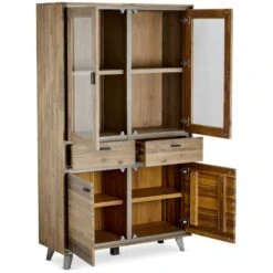 Armoire Vitrine Malaga Marron -WOOOD Soldes fb6f1b889a254e7081557951a8b16b50