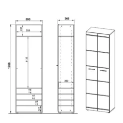 Armoire D’entrée Adana -WOOOD Soldes garderobenschrank adana hochglanz weiss 5162584