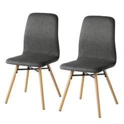 Chaises Capitonnées Daleras -WOOOD Soldes polsterstuhl daleras 2er set webstoff buche massiv dunkelgrau 4847912