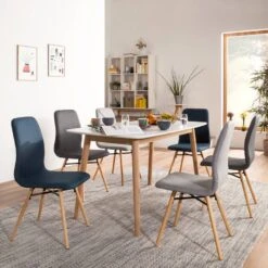 Chaises Capitonnées Daleras -WOOOD Soldes polsterstuhl daleras 2er set webstoff buche massiv hellgrau buche 4241584