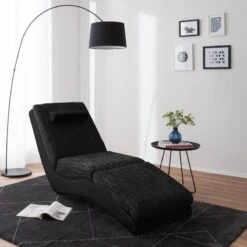 Chaise Longue De Relaxation Carson -WOOOD Soldes relaxliege carson kunstleder strukturstoff schwarz 4905260