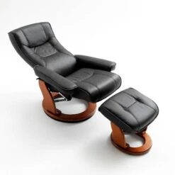 Fauteuil Relaxation Odenwald -WOOOD Soldes relaxsessel odenwald mit hocker weicher echtlederbezug 1361469