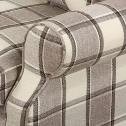 Fauteuil à Oreilles Colmar XL -WOOOD Soldes sessel corteen webstoff braun beige 4283708