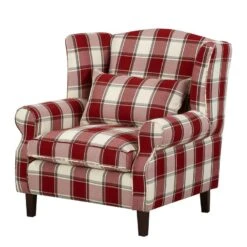 Fauteuil à Oreilles Colmar XL -WOOOD Soldes sessel corteen webstoff rot beige 4283740