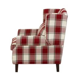 Fauteuil à Oreilles Colmar XL -WOOOD Soldes sessel corteen webstoff rot beige 4283748