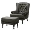 Fauteuil à Oreilles Miscol -WOOOD Soldes sessel miscol antiklederlook mit hocker dunkelgrau 4886420