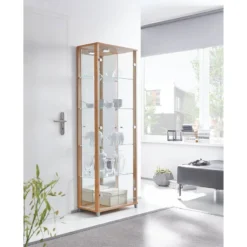 Armoire Vitrine Exhibit III -WOOOD Soldes vitrinenschrank exhibit inkl beleuchtung 5 faecher nussbaum dekor 4968328