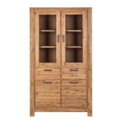 Armoire Vitrine Toumanar -WOOOD Soldes vitrinenschrank toumanar akazie teilmassiv akazie sand 3627461