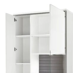 Armoire Vitrine Kushiro -WOOOD Soldes wohnwand arco ii 5 teilig hochglanz weiss grau 4710672