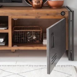 Buffet Manchester II -WOOOD Soldes wohnwand manchester i 3 teilig akazie teilmassiv metall akazie anthrazit 4874612